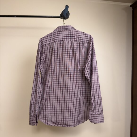 Banana Republic Burgundy/Mauve Checkered Button-Up Shirt (Medium) - Picture 2 of 4